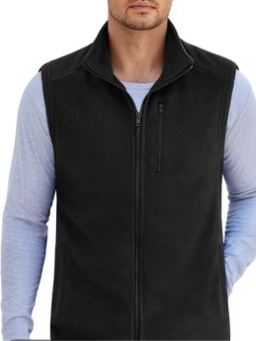 croft & barrow Black Full-Zip Fleece Vest